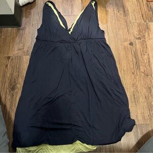 Navy Blue and Lime Green Layered REVERSIBLE dress! Size M